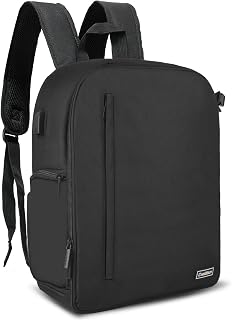 Cwatcun Camera Backpack Bag with Tripod Holder Anti-Theft Waterproof Camera Bag with 15.6' Laptop Compartment Fit for Canon Nikon Sony DSLR SLR Camera for Women Men Photographer (Large, 2.0 Black)
