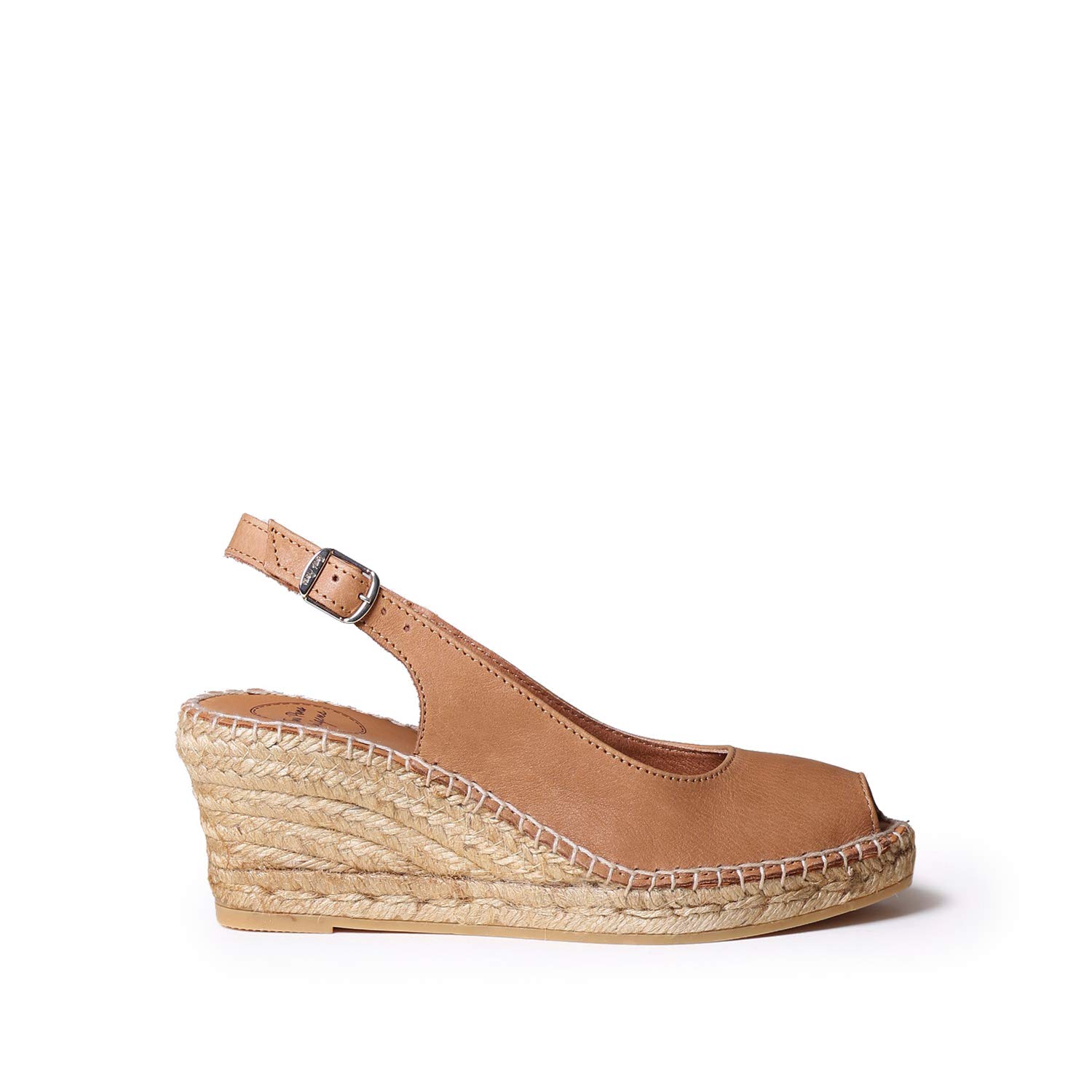 TONI PONS CROACIA - Women's Peep Toe Style Wedge Espadrille in Leather.