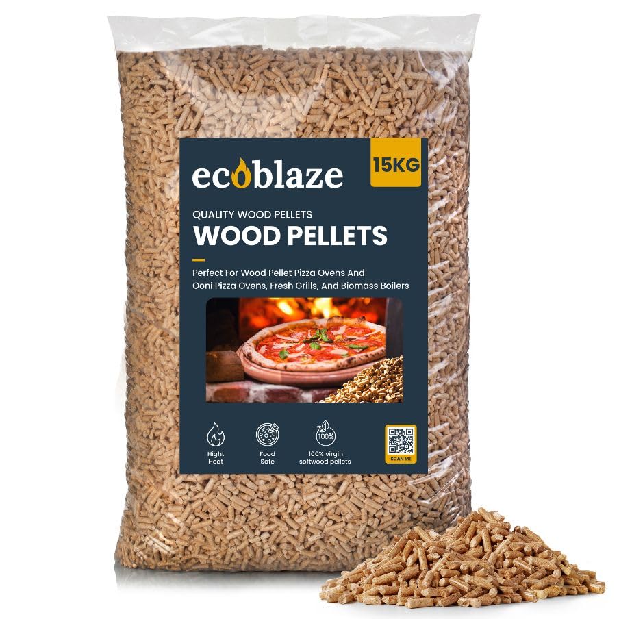 15KG Ecoblaze Premium Wood Pellets for Pizza Oven, Ooni, Ninja, BBQ Grill, Smoke