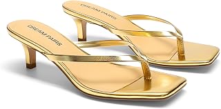 DREAM PAIRS Womens Low Heel Sandals Open Toe Square Sandals 1.96 Inch Summer Vacation