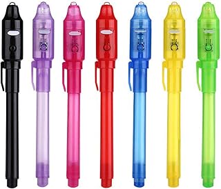 DxJ Invisible Ink Pens with UV Light for Kids Party Favors﻿,7 Magic Spy Pen | Washable Secret Message Marker,Easter/Halloween/Christmas Loot Bag Fillers,Treasure Hunts,Detective,Surprise Classroom Prizes