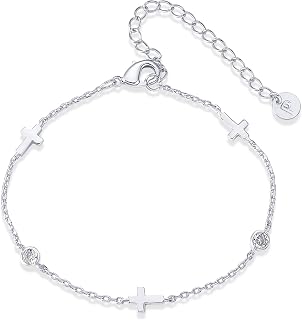 PAVOI 14K Gold Plated Sideways Cross Bracelet for Women, Religious Bracelet