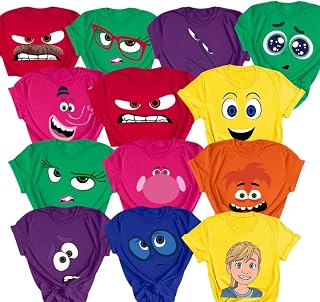 Personalized Inside our Feeling 2 Characters Out costumes, Emotion Expression Character Costume Shirt, Custom Funny Mood Face Graphic Tee, Matching Group Halloween Outfit, Family Party Costume T-Shirt