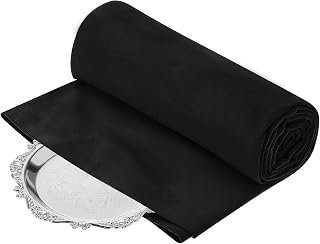 Jecery 1.1 Yard Anti Tarnish Silver Cloth by the Yard, Black | Luxury Jewelry Silver Polishing Storage Protect Cloths for Silverware Flatware Silversmith Polishing