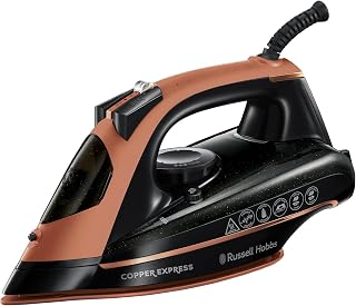 Russell Hobbs Steam Iron, Copper Infused Soleplate, 2600W, 2m Cord | 150g Steam Shot for Tough Creases, 40g Continuous Steam Output, Vertical Steam, Self-Cleaning, Anti-Calc, Anti-Drip Features