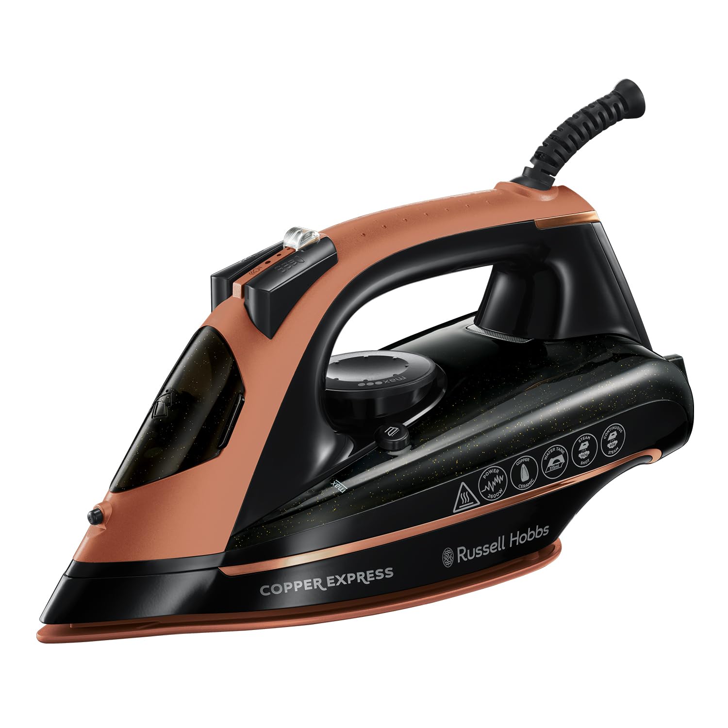 Russell Hobbs Steam Iron, Copper Infused Soleplate, 2600W, 2m Cord | 150g Steam 