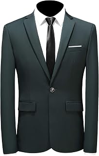 MOGU Mens Jacket with Single Button Lapel Blazer for Men Slim Fit Casual