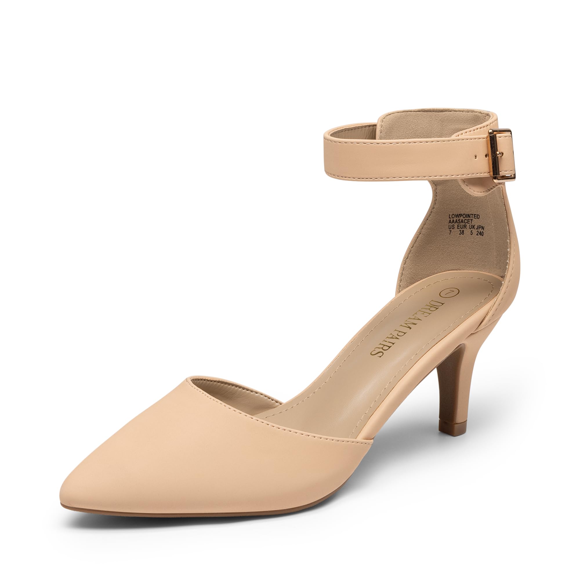 DREAM PAIRS Pointed Toe Classic Comfort Stiletto Pumps Ankle Strap Pumps LOWPOIN