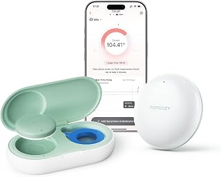 Momcozy Smart Baby Thermometer for Family with CozyLink Signal Booster | Thermometer for Adlut, Continuous Monitoring, Medical-Grade High Accuracy for Kids , Hypoallergenic 3M Sticker, App Alerts