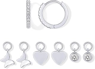 PAVOI 14K Gold Plated Mix & Match Charms Dainty Huggie Earrings for Women