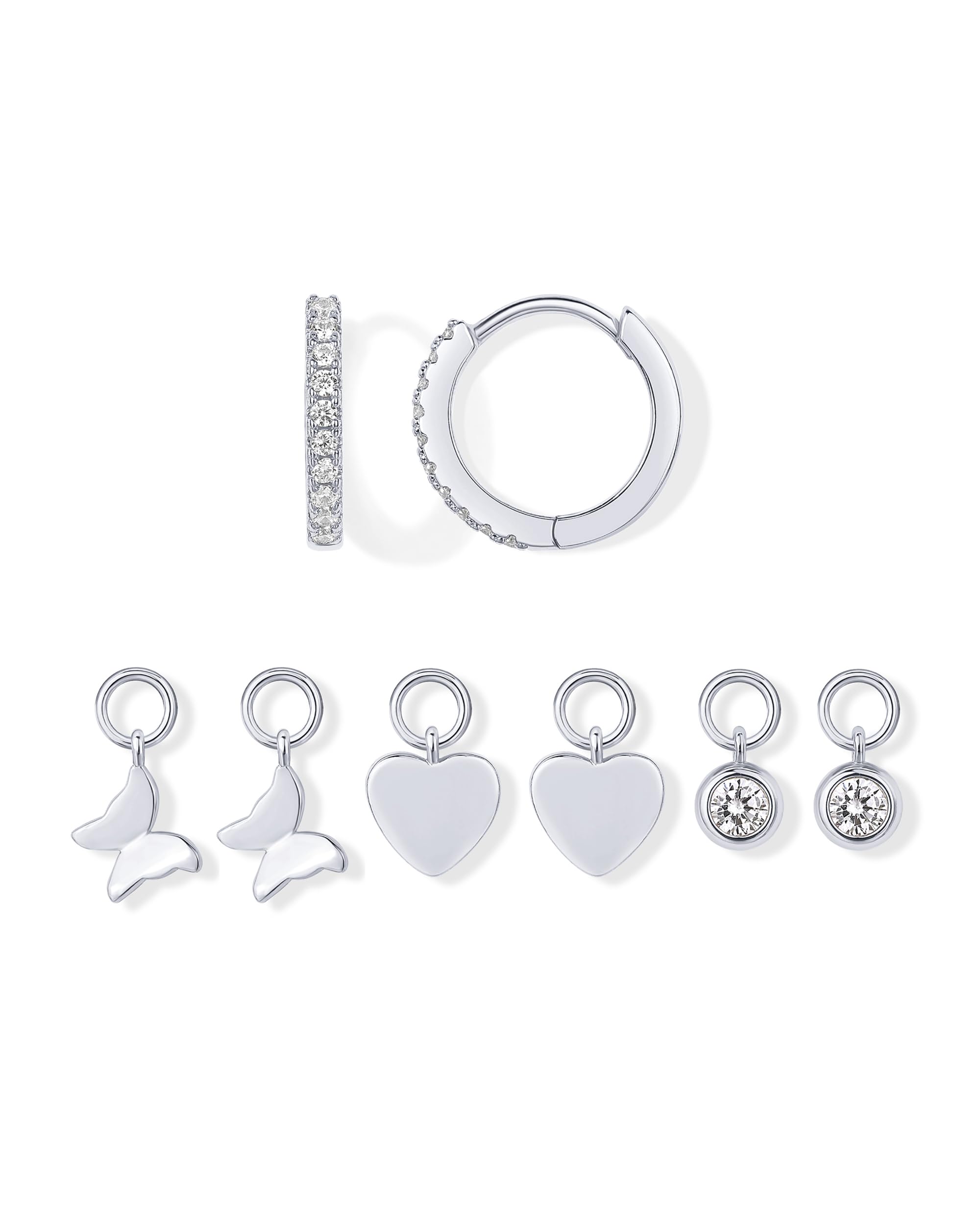 PAVOI 14K Gold Plated Mix & Match Charms Dainty Huggie Earrings for Women