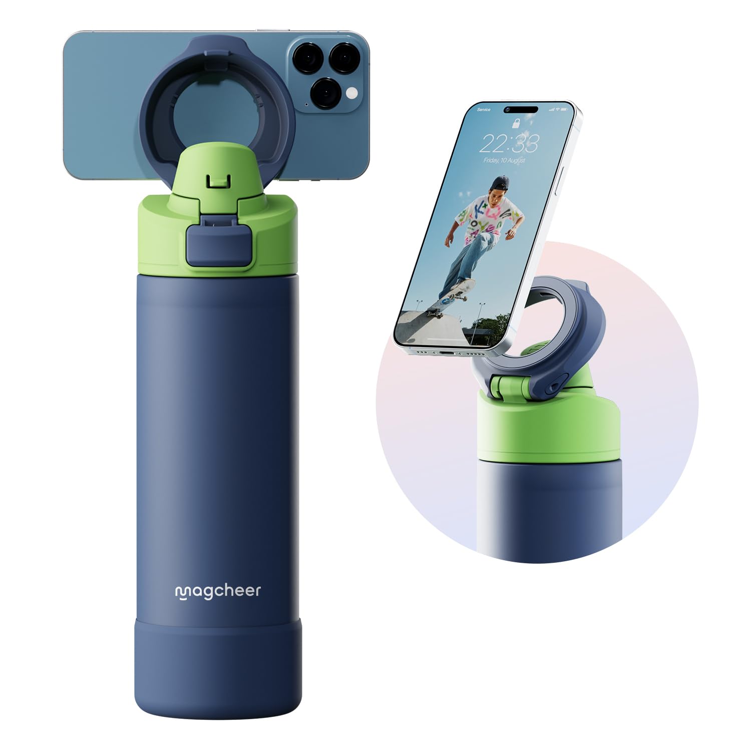 Insulated Magnetic Water Bottle - Reusable Stainless Steel Bottle with MagSafe C