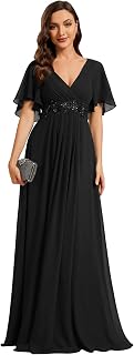 Ever-Pretty Elegant Evening Dresses Wedding Dresses Extra Long Women's Guest Dresses V Neck Chiffon High Waist EE01960