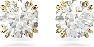 Swarovski Constella stud earrings, Round cut, White, Gold-tone Finished