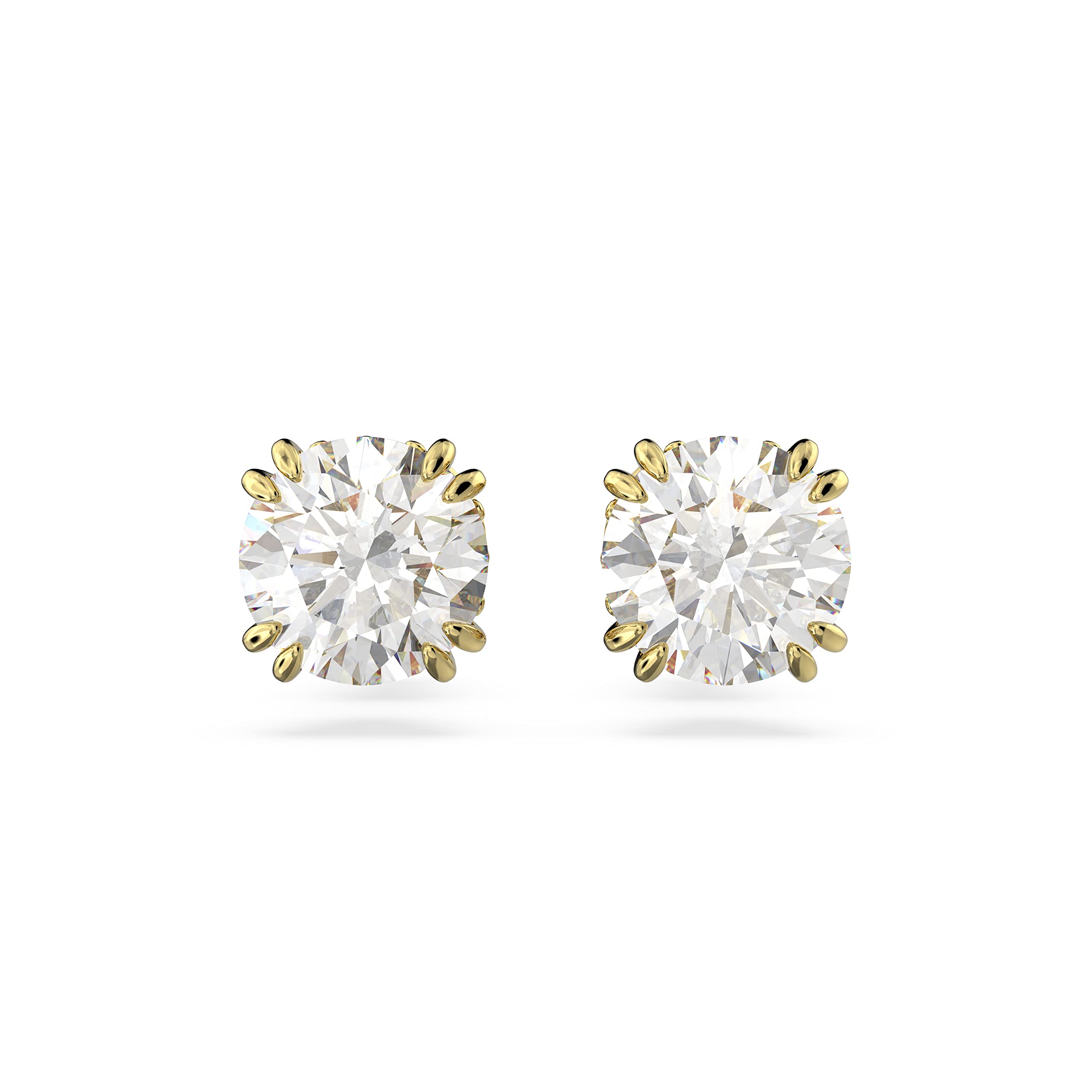 Swarovski Constella stud earrings, Round cut, White, Gold-tone Finished