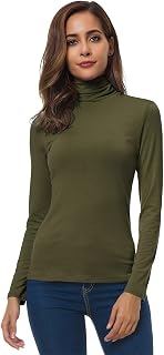 VOBCTY Womens Turtleneck Long Sleeve Shirt Slim Lightweight Base Layer Top