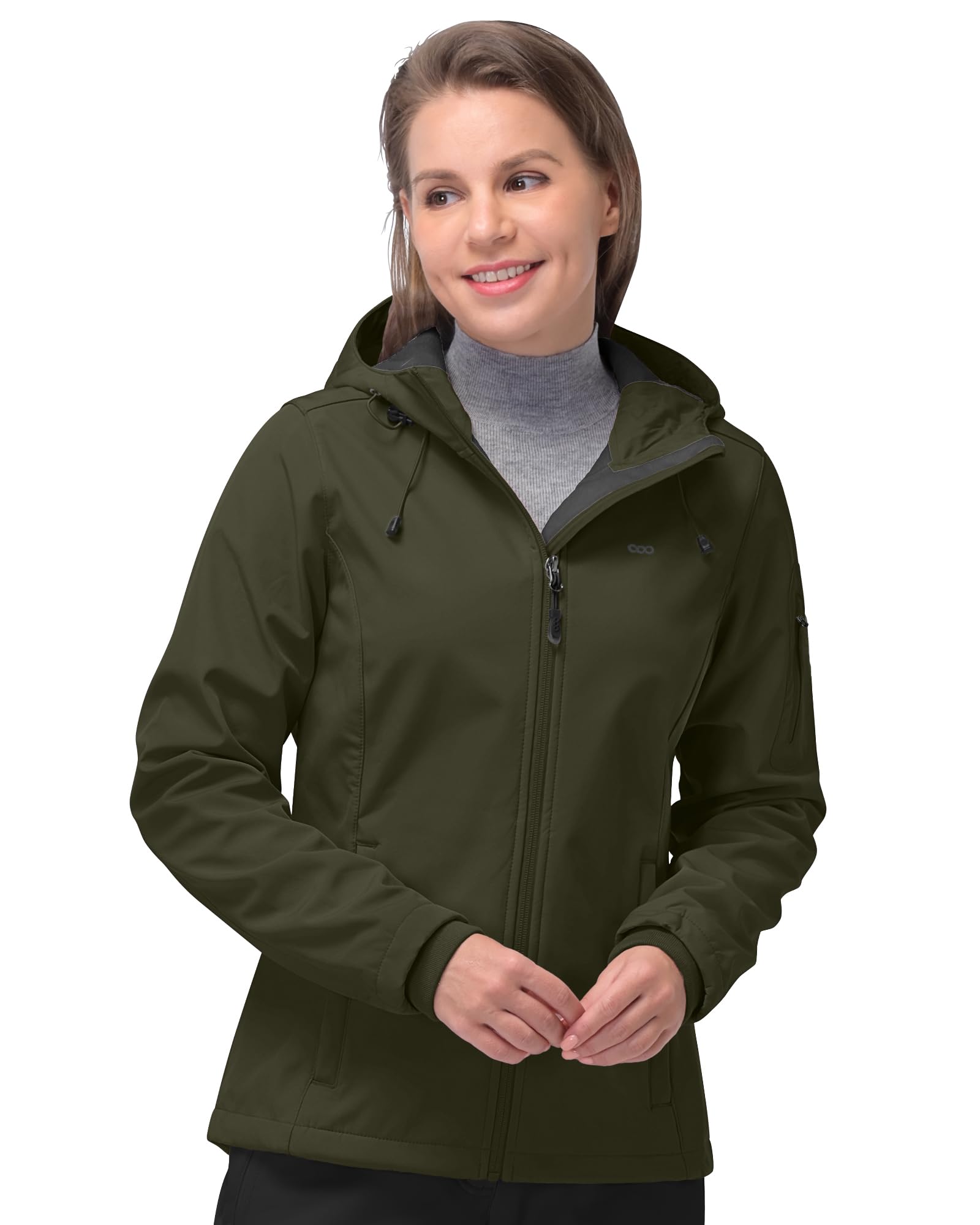 33,000ft Softshell Jacket Women Warm Fleece Lined Jacket Lightweight Hooded Wind