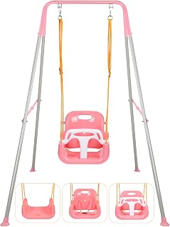 3-in-1 Toddler Swing Set, Indoor & Outdoor Foldable Baby Swing Set
