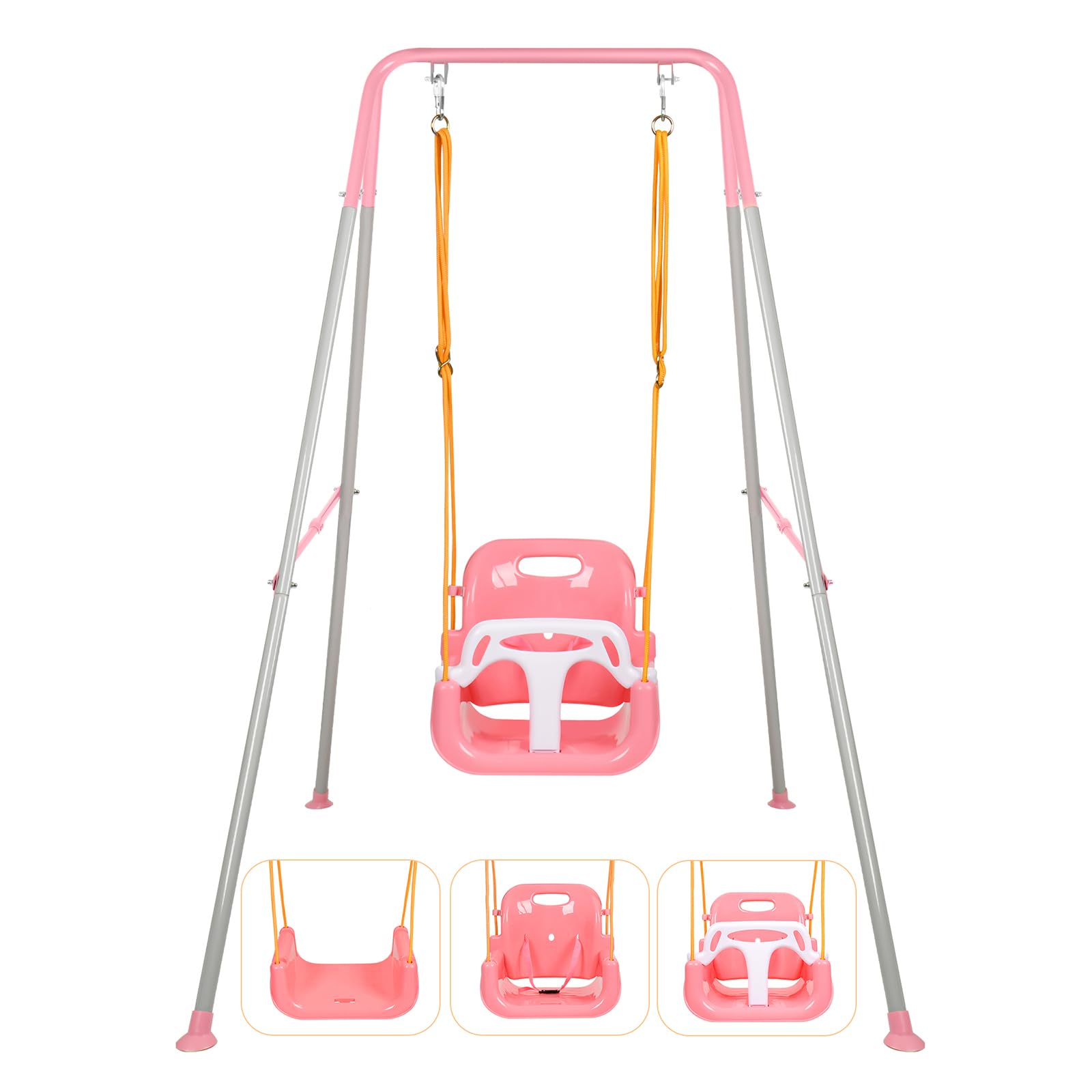 3-in-1 Toddler Swing Set, Indoor & Outdoor Foldable Baby Swing Set