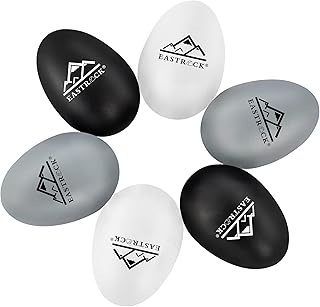 EastRock 6 PCS Plastic Egg Shaker Set Black White Gray Maracas | Musical Shakers Percussion Instruments ABS Material Easy Play for Beginners Adults Gift