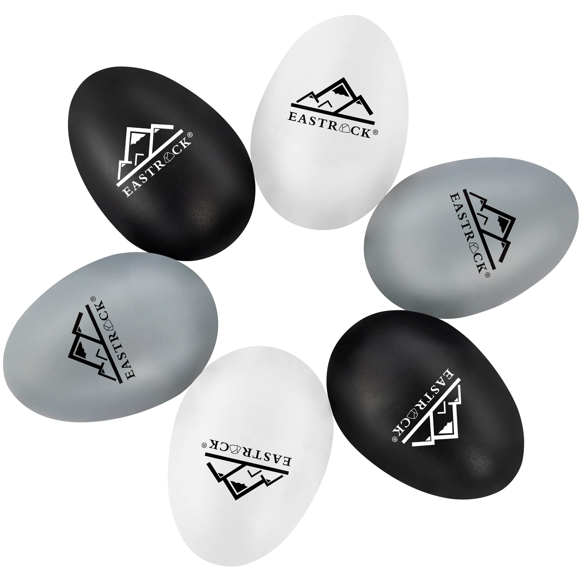 EastRock 6 PCS Plastic Egg Shaker Set Black White Gray Maracas | Musical Shakers