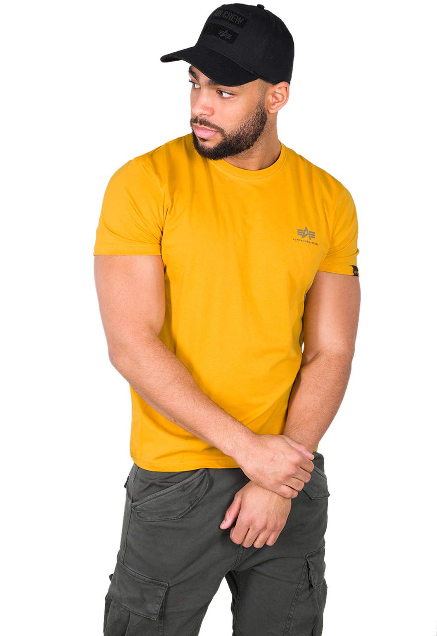 ALPHA INDUSTRIES Men's Basic T Small Logo Neon Print T-Shirt for Men T-Shirt (Pa