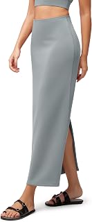 ODODOS Modal Soft Maxi Skirt for Women, Back Slit High Waist Casual Long Pencil Skirts