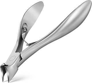 FERYES Toenail Clippers for Thick Nails, Toe Nail Clippers for Ingrown Hard Toe Nail Fingernail - Large Handle Stainless Steel Olecranon Fingernail Clipper, Silver