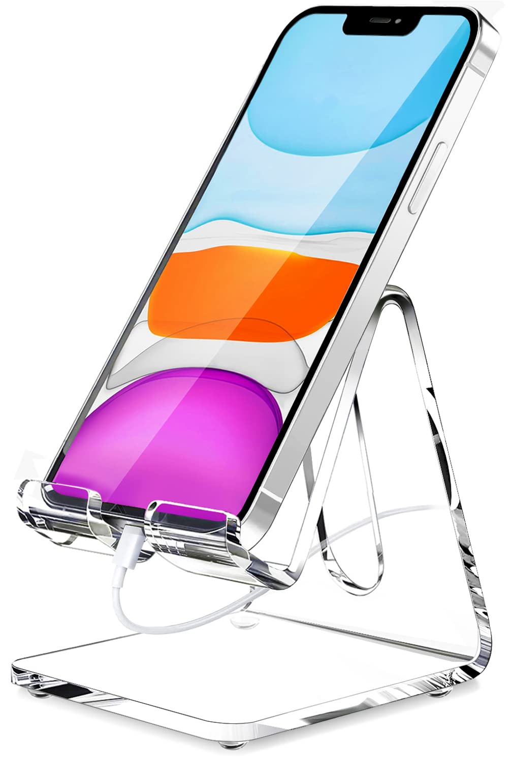Crpich Acrylic Cell Phone Stand, Portable Clear Phone Stand for Desk, Compatible