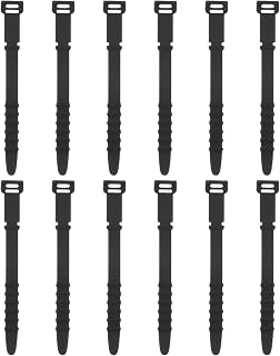 12 Pcs 4.5 Inch Reusable Silicone Cable Ties, Elastic Cable Ties, USB Charge Management, Food Storage, Black