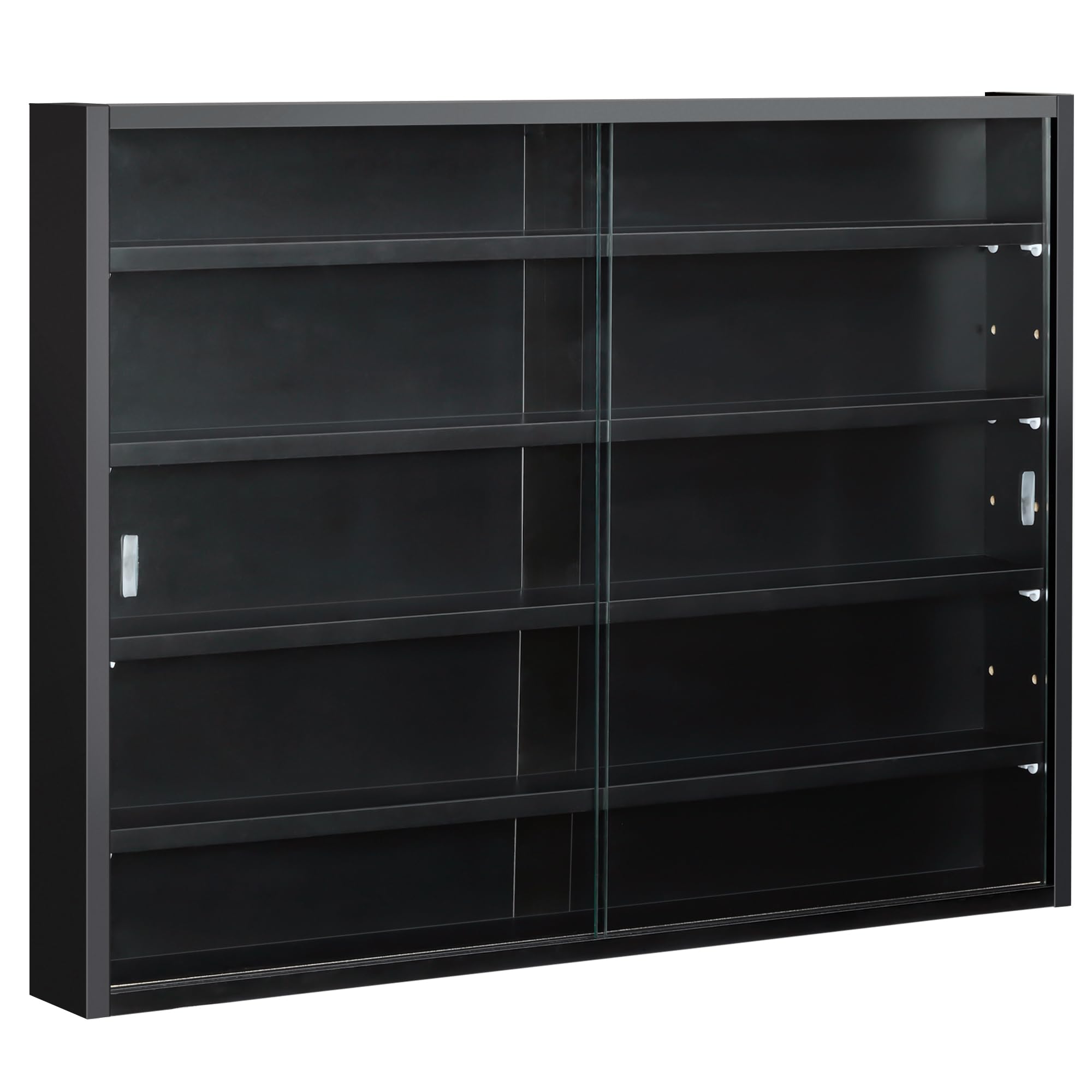 HOMCOM 5-Storey Wall Shelf Display Cabinet, Black | Shot Glass Display Case, Gla