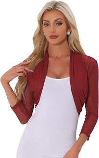 Allegra K Mesh Shrug Belero Women's Short Bolero Cardigan (Pack of 1)