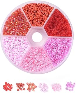 600pcs Glass Beads 6/0 Round Glass Beads for Jewelry Making 4mm Small Round Glass Beads for Bracelet Earrings Necklace Sewing Accessories Red
