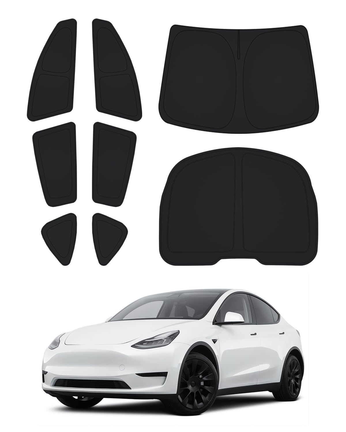 Canvcle Windshield Sun Shade for Tesla Model Y 2020-2024 Accessories Side Rear W