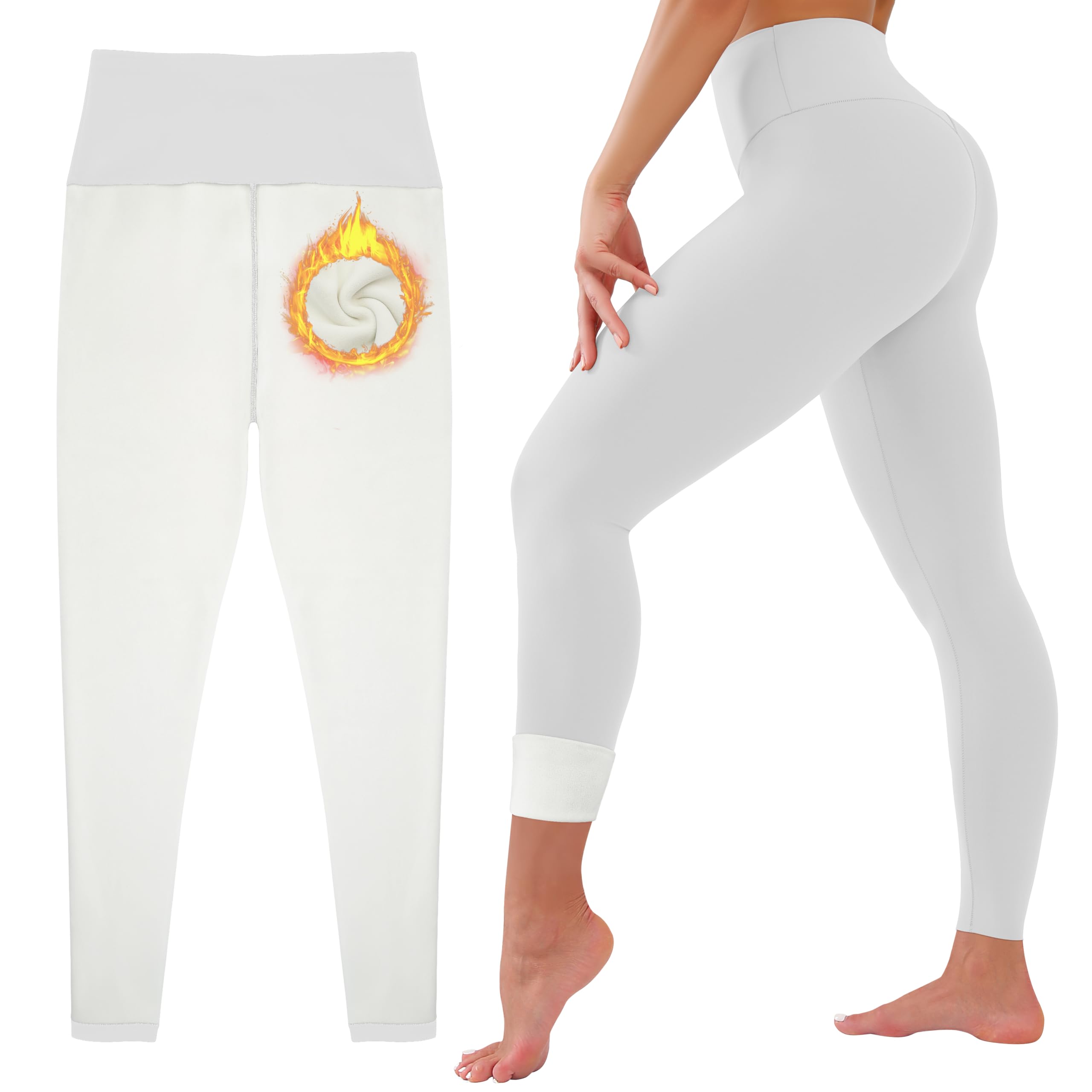 HEGALY Thick Fleece Lined Leggings for Women Tummy Control High Waisted Workout 