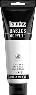 Liquitex BASICS Acrylic Paint, 250ml (8.5-oz) Tube, Titanium White | Medium Viscosity, Satin Finish, Lightfast, Fine Art Pigments, Range of Opacities, Easy Blending
