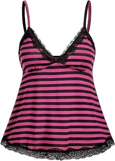 SOLY HUX Womens Y2K Lace Cami Striped Cute Babydoll Tops