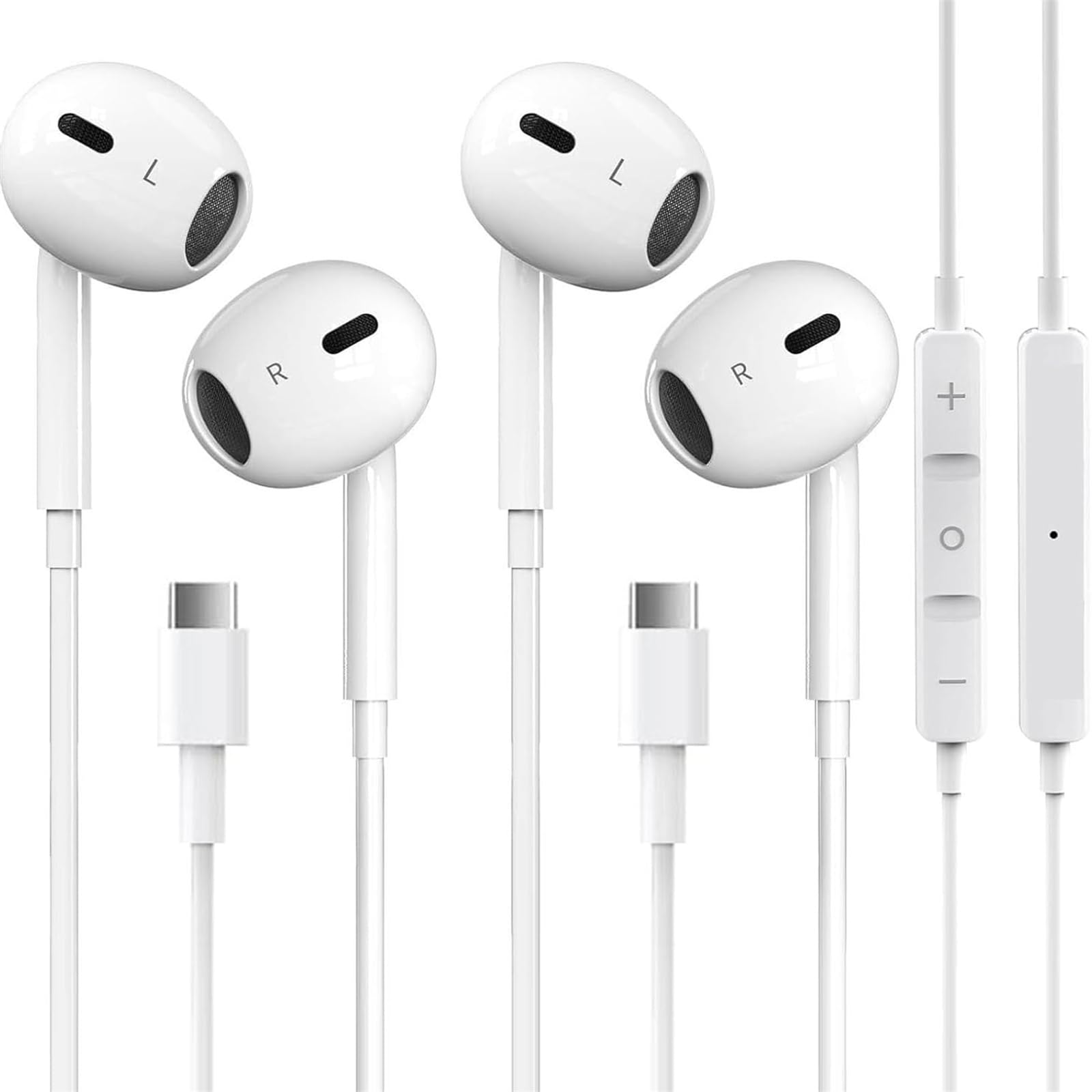 2 Packs USB C Headphones for iPhone 18/17/16/15 Pro Max Plus Type C Earphones wi