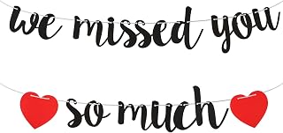 Welcome Home Banner, We Missed You So Much Banner, Welcome Home Decorations for Family Reunion Friends Back Graduation Happy Friendsgiving Signs Banners (Black)