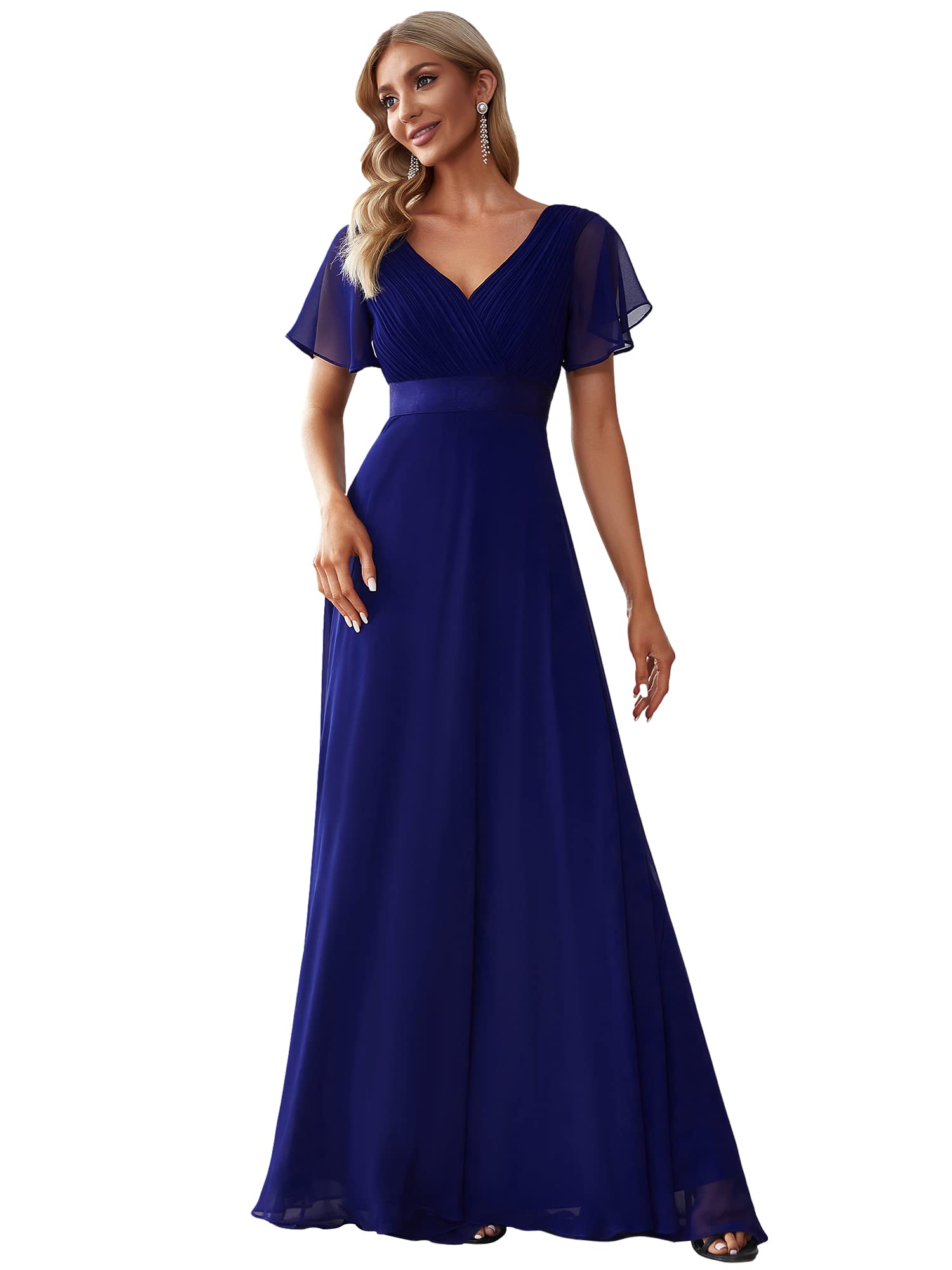 Ever-Pretty A-line V-Neck Short Sleeve Chiffon Empire Cut Women's Party