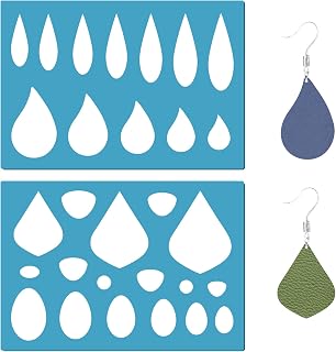 GORGECRAFT 2 Styles Leather Earrings Making Jewelry Shape Template Teardrops Reusable Plastic Cutouts Cutting Stencil Lapidary Templates for Tear Drop Bracelets Making Jewelry DIY Crafts 5”x3.5”