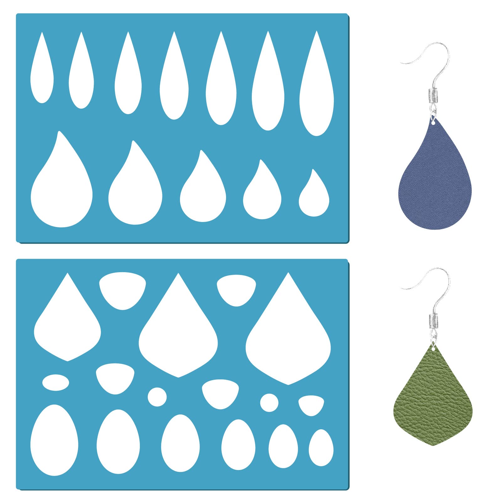 GORGECRAFT 2 Styles Leather Earrings Making Jewelry Shape Template Teardrops Reu