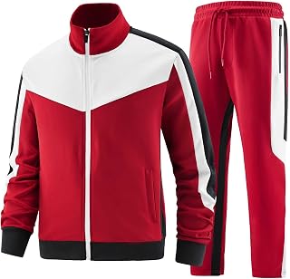 ANOTWENER Men's Training Sets Lässig Jogginganzug Zweiteiler Fitness Sportanzug Lange Ärmel Voller Zipper Hausanzug