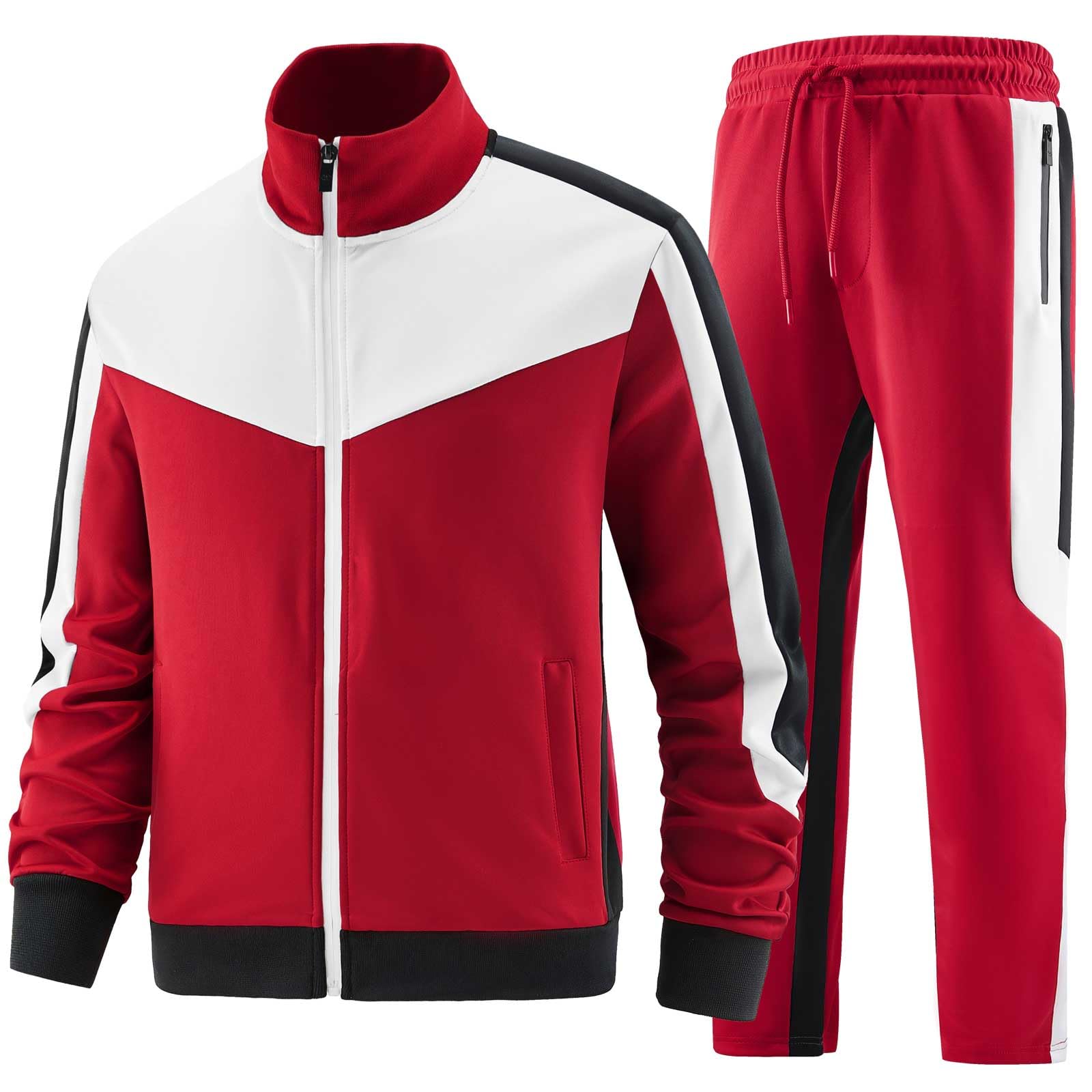 ANOTWENER Men's Training Sets Lässig Jogginganzug Zweiteiler Fitness Sportanzug 