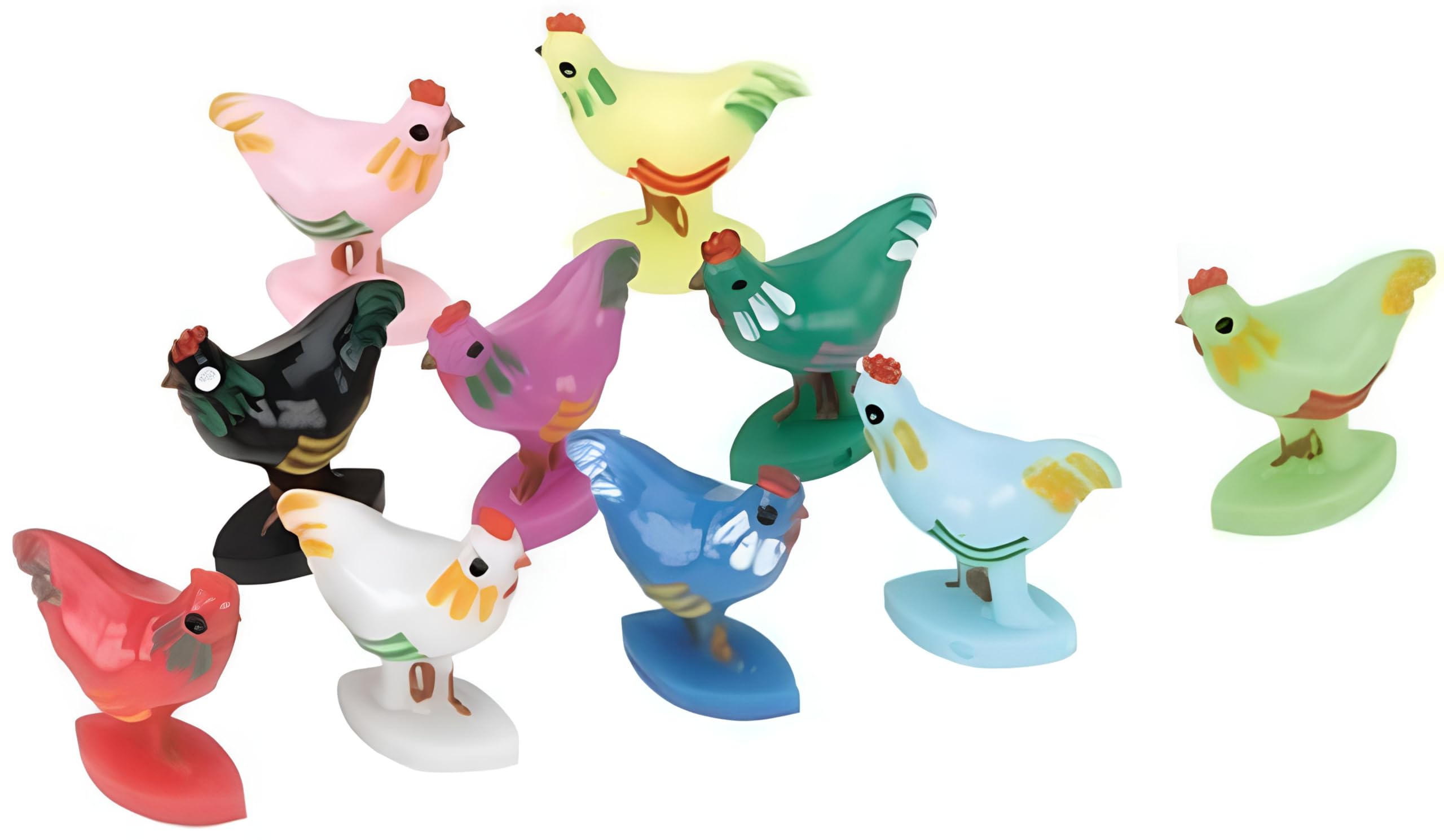 CHH Chicken Markers for Mexican Train Dominoes – 10 Assorted Color Game Pieces –