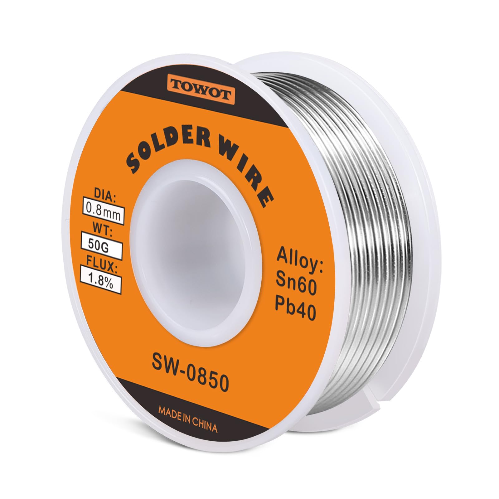 TOWOT Tin Lead Rosin Core Solder Wire for Electrical Soldering, Content 1.8% Sol