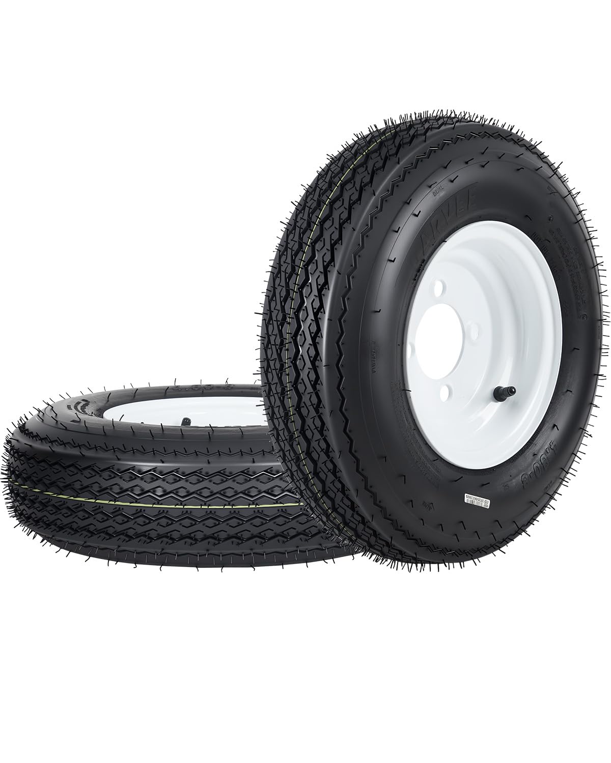 Garvee 2-Pack 4.80-8 Trailer Tires on 8” White Rims, 4 Lug on 4” Bolt Pattern, L