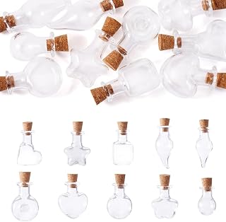 10 Pack Empty Glass Bottles with Cork Stopper, Small Clear Glass Jars for DIY Craft Wedding Party Home Decor