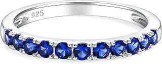 Ruby/Sapphire/Emerald Birthstone Stone Half Eternity Wedding Band for Women