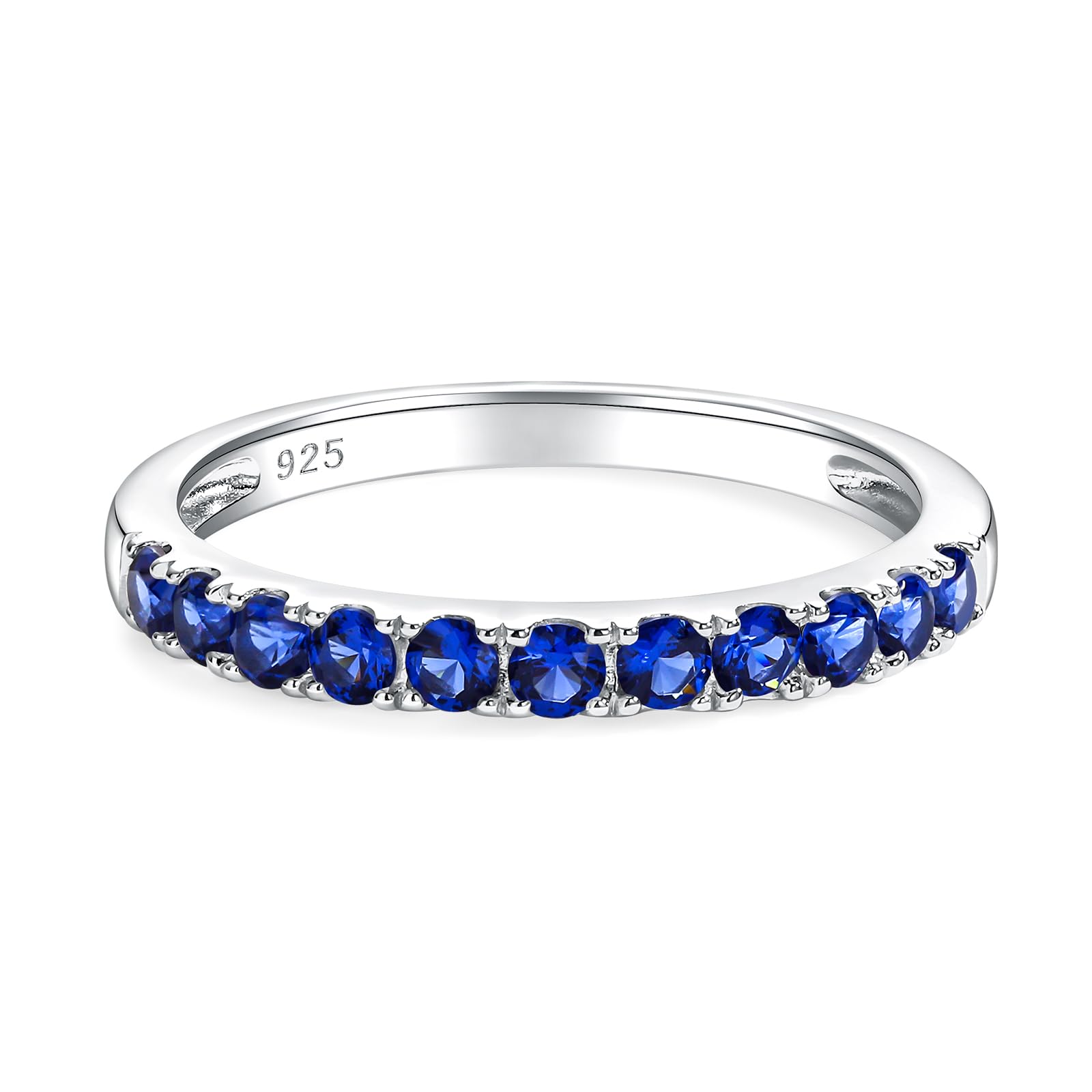 Ruby/Sapphire/Emerald Birthstone Stone Half Eternity Wedding Band for Women